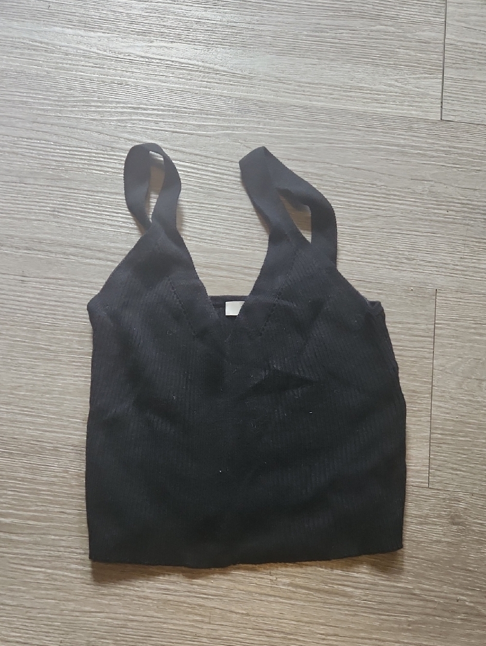Madewell Black Ribbed V-Neck Cropped Tank